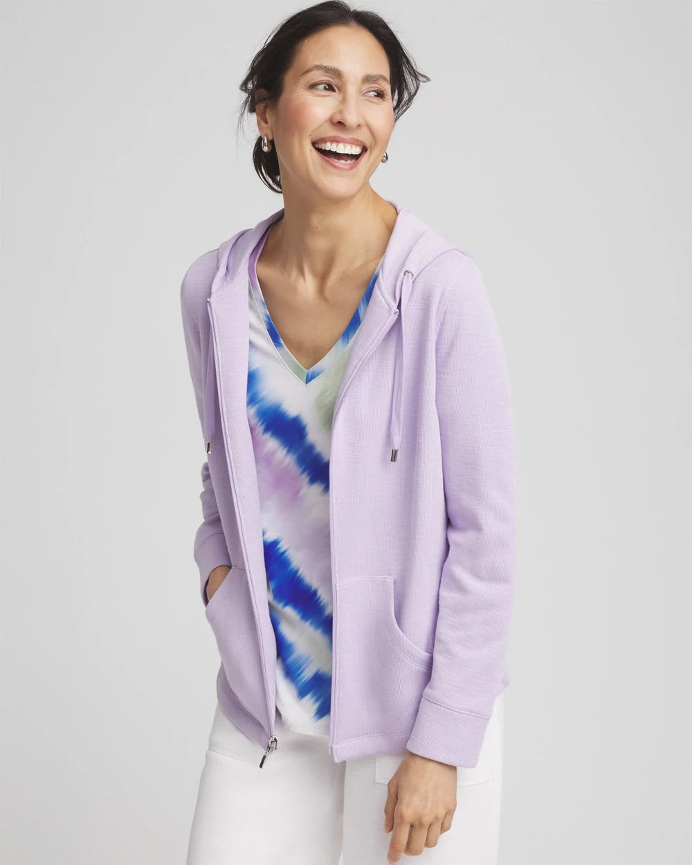 Chico's Zenergy® Beach Slub Zip-Front Hoodie VIOLET AURA