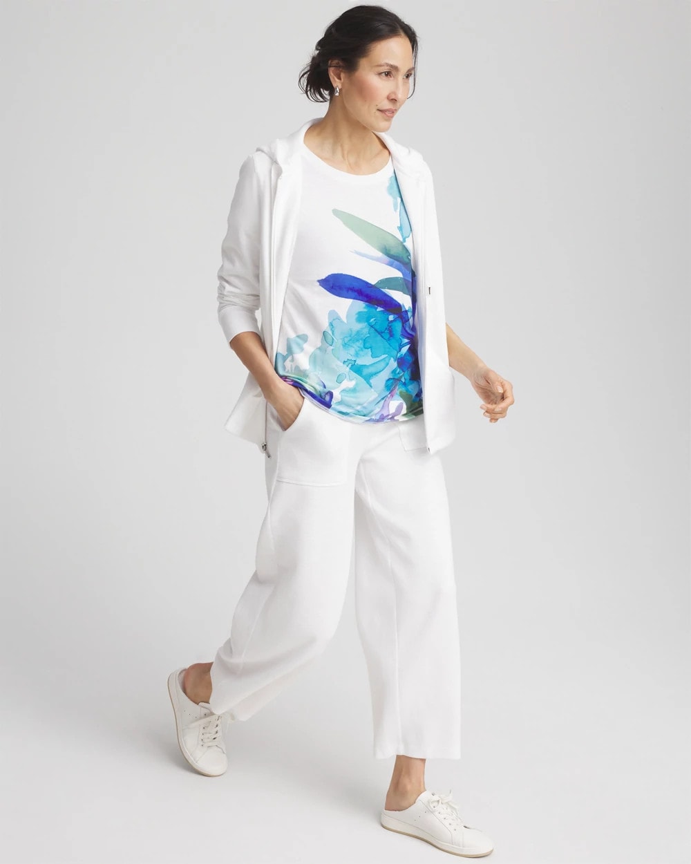 Chico's Zenergy® Floral Scoop Neck Tee RICH COBALT