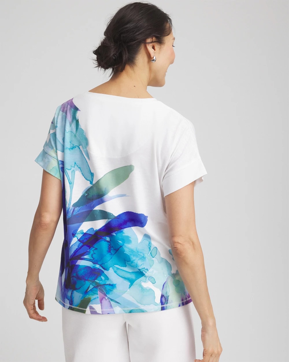 Chico's Zenergy® Floral Scoop Neck Tee RICH COBALT
