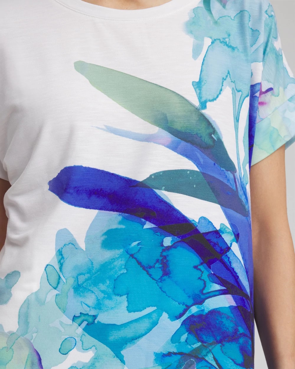 Chico's Zenergy® Floral Scoop Neck Tee RICH COBALT