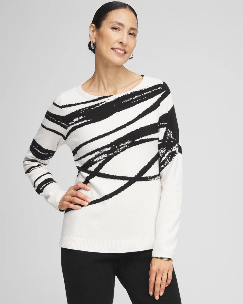 Chico's Zenergy® Luxe Jaquard Pullover BLACK