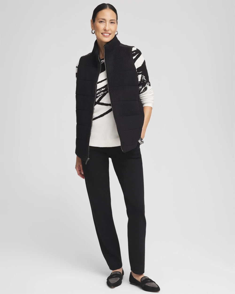 Chico's Zenergy® Luxe Jaquard Pullover BLACK