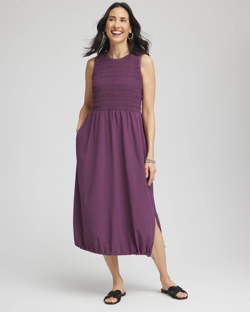 Chico's Zenergy® UPF Smocked Midi Dress WASHED GRAPE