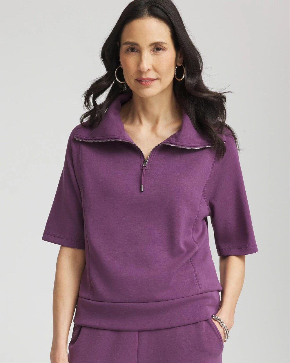 Chico's Zenergy® Soft Half-Zip Top WASHED GRAPE
