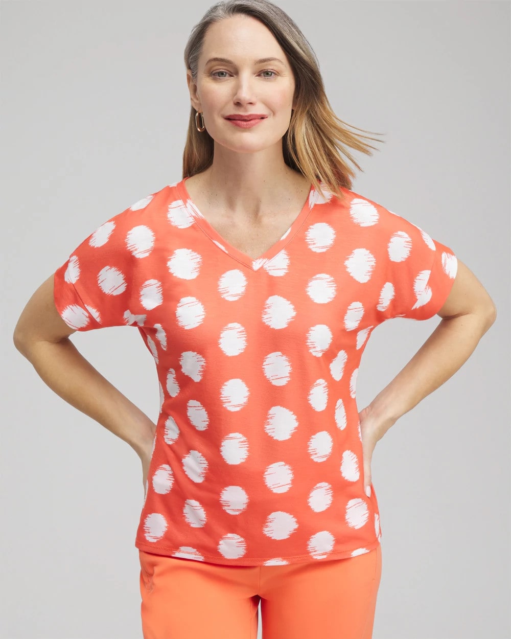 Chico's Zenergy® Dots Drop Shoulder Tee NECTARINE