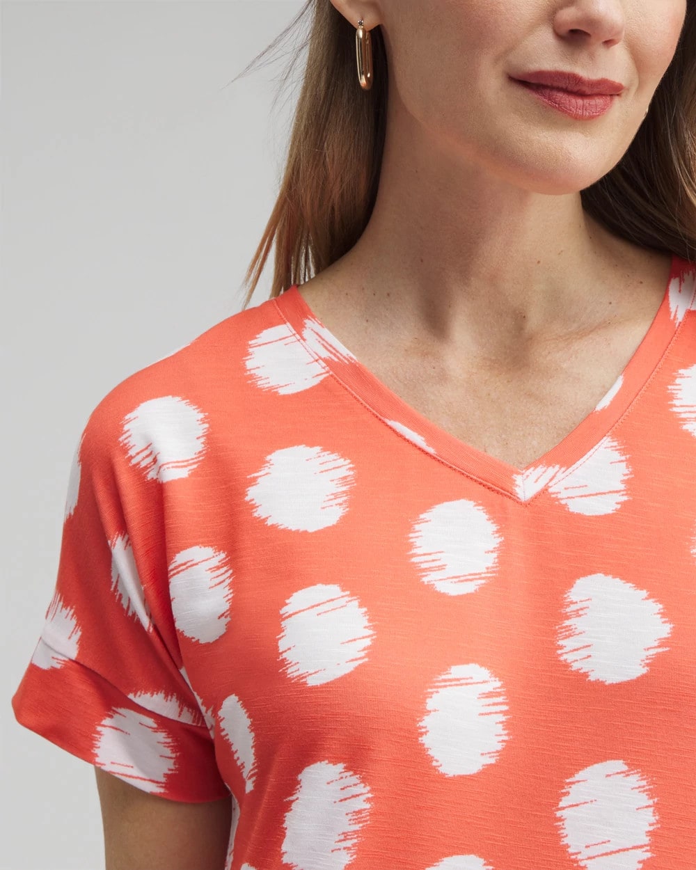 Chico's Zenergy® Dots Drop Shoulder Tee NECTARINE