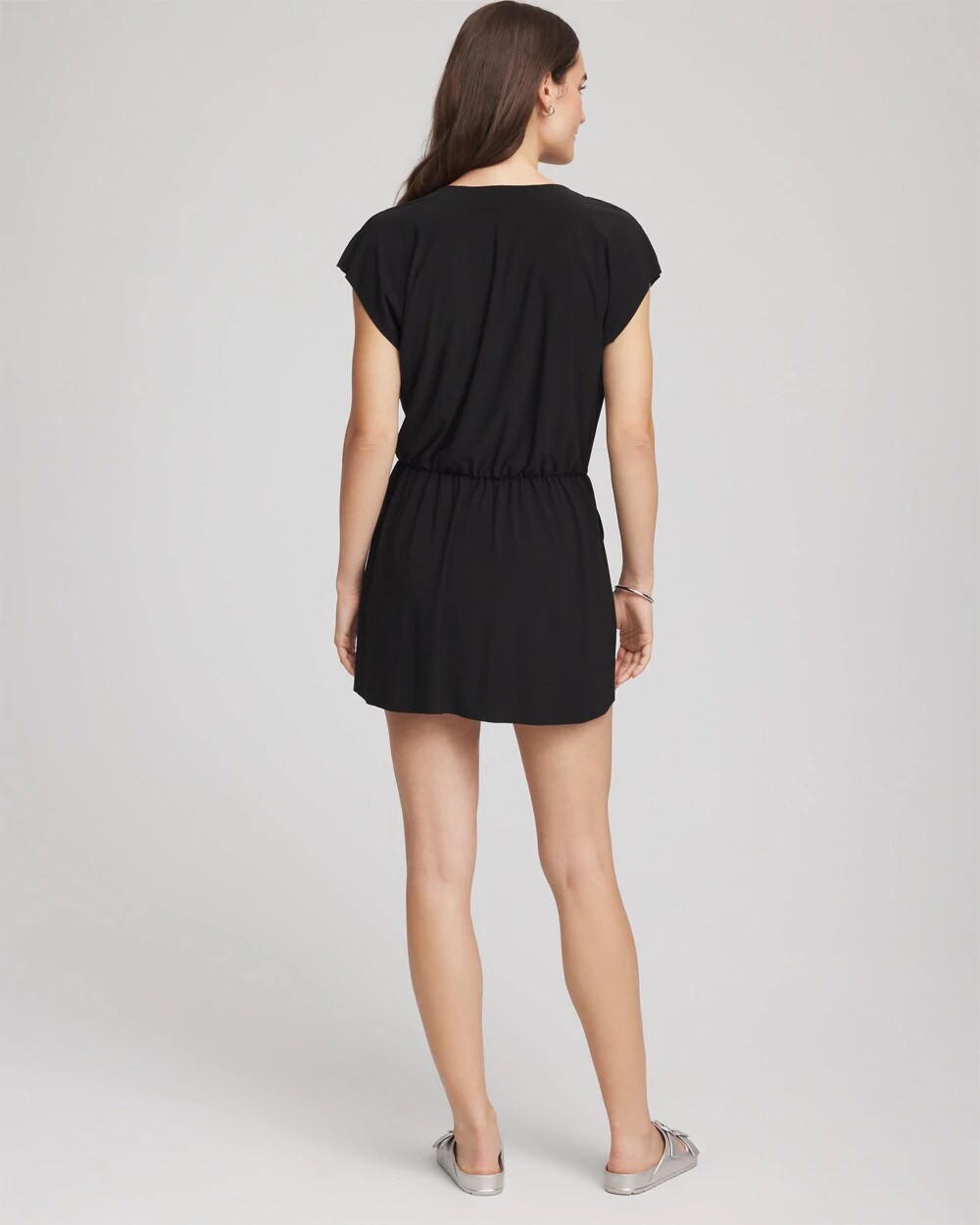 Chico's Magicsuit® Lace Up Dress Cover Up BLACK