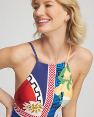 Chico's Gottex Positano High-Neck One-Piece Swimsuit MULTI PRINT