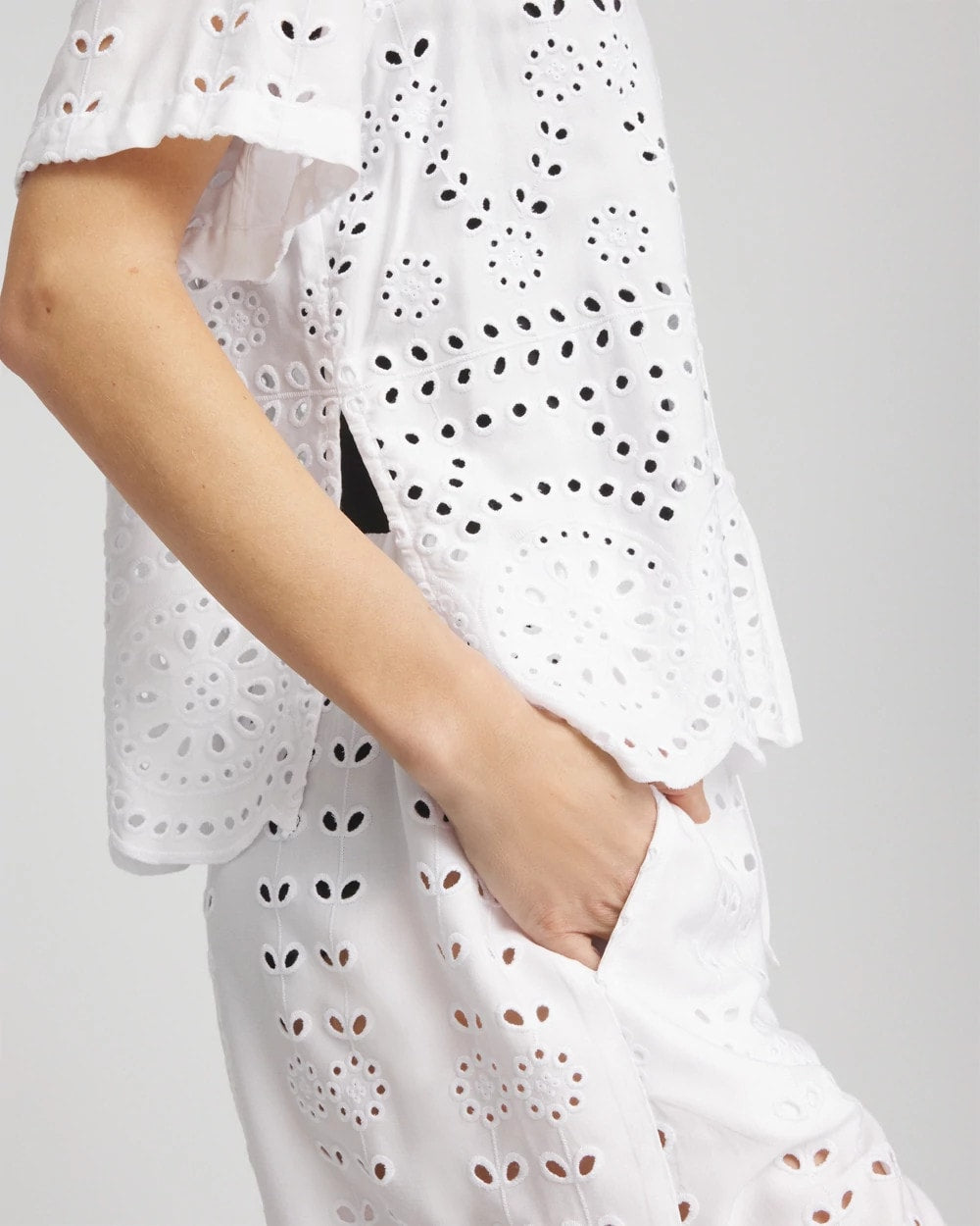 Chico's Swimsuit Cover-Up Short and Shirt Set ALABASTER