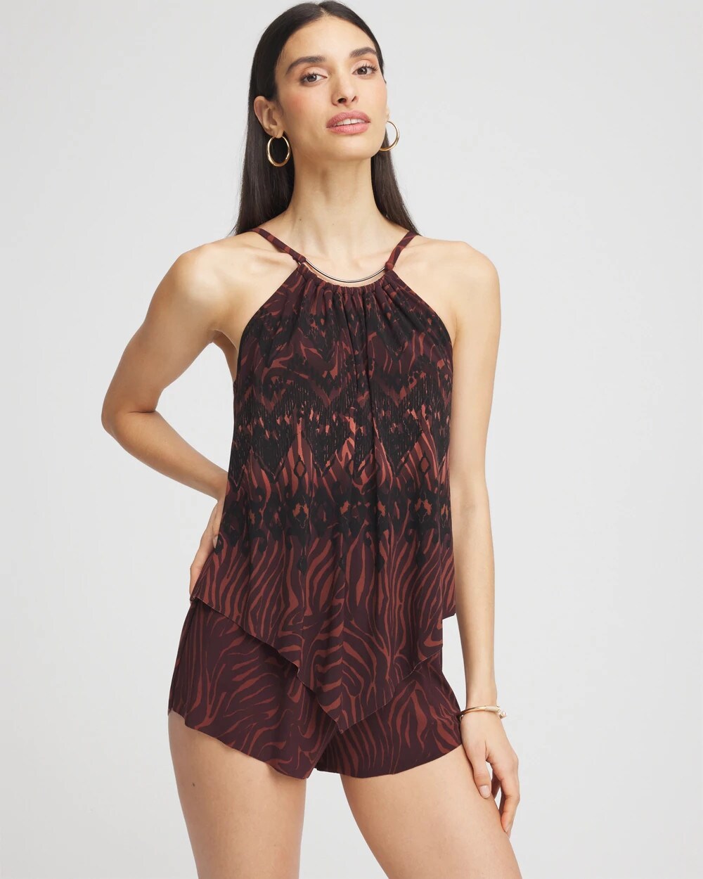 Chico's Magicsuit® Goldie Zabra Romper MULTI BROWN
