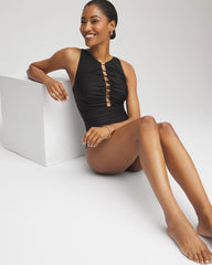 Chico's Miraclesuit® Razzle Dazzle Swizzle One Piece Swimsuit BLACK