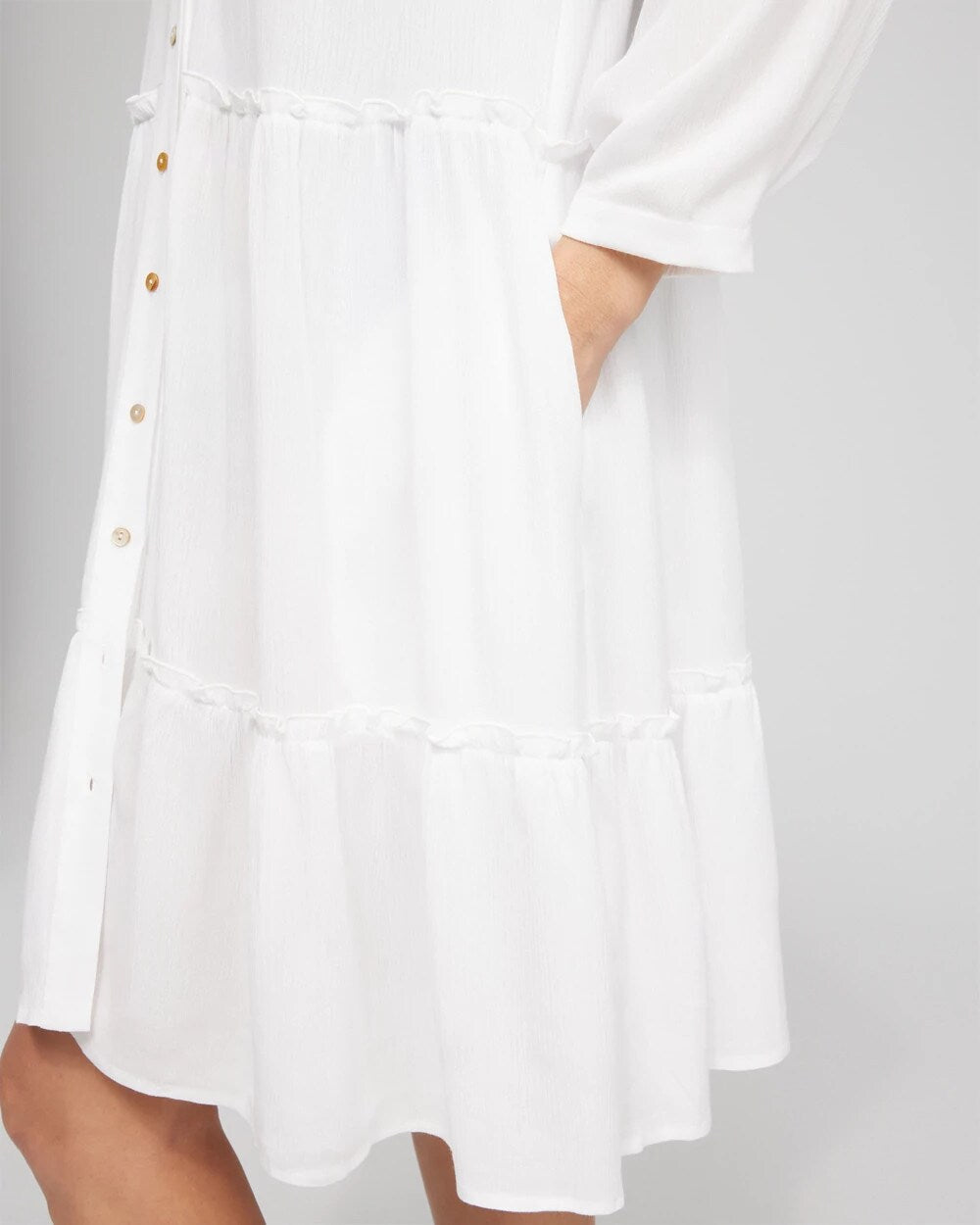 Chico's Button Front Swim Coverup ALABASTER