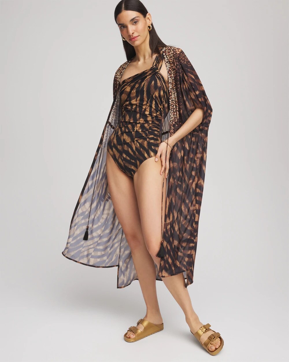 Chico's Miraclesuit® Raya De Safari Europa One-Piece Swimsuit BLACK/BROWN