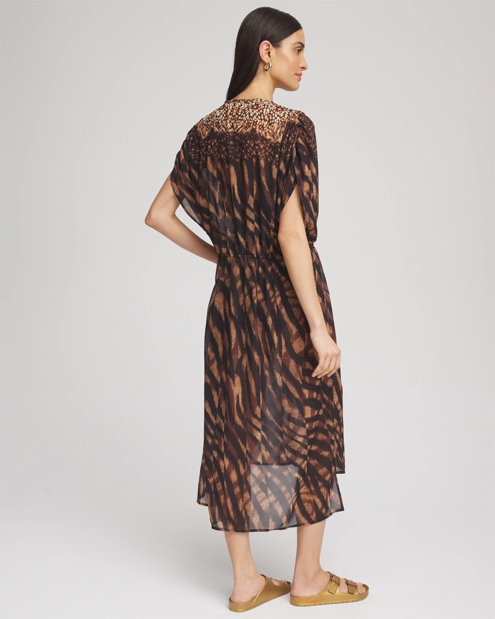 Chico's Miraclesuit® Raya De Safari Kimono Cover-Up BLACK/BROWN