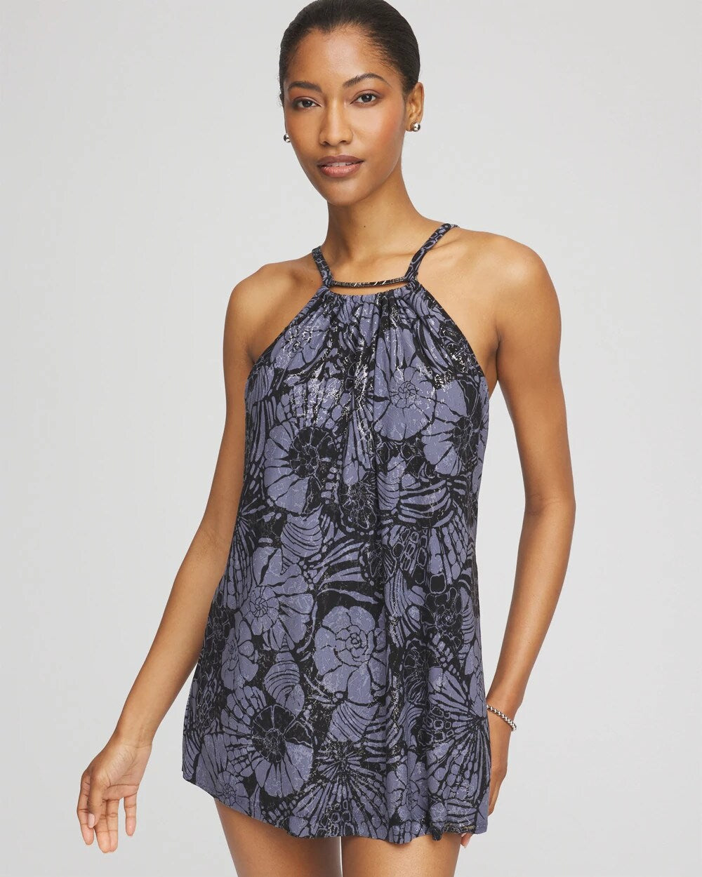 Chico's Magicsuit® Shell Beach Parker Swim Dress BLACK/MULTI