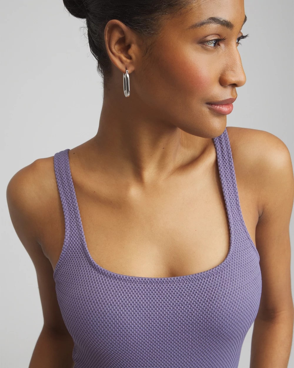 Chico's Gottex Sensual Simplicity Square Neck One Piece Swimsuit PURPLE