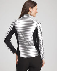 Chico's Zenergy® UPF Striped Block Half Zip BLACK