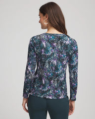 Chico's Zenergy® Soft Brushed Scattered Top TEAL SHADOW