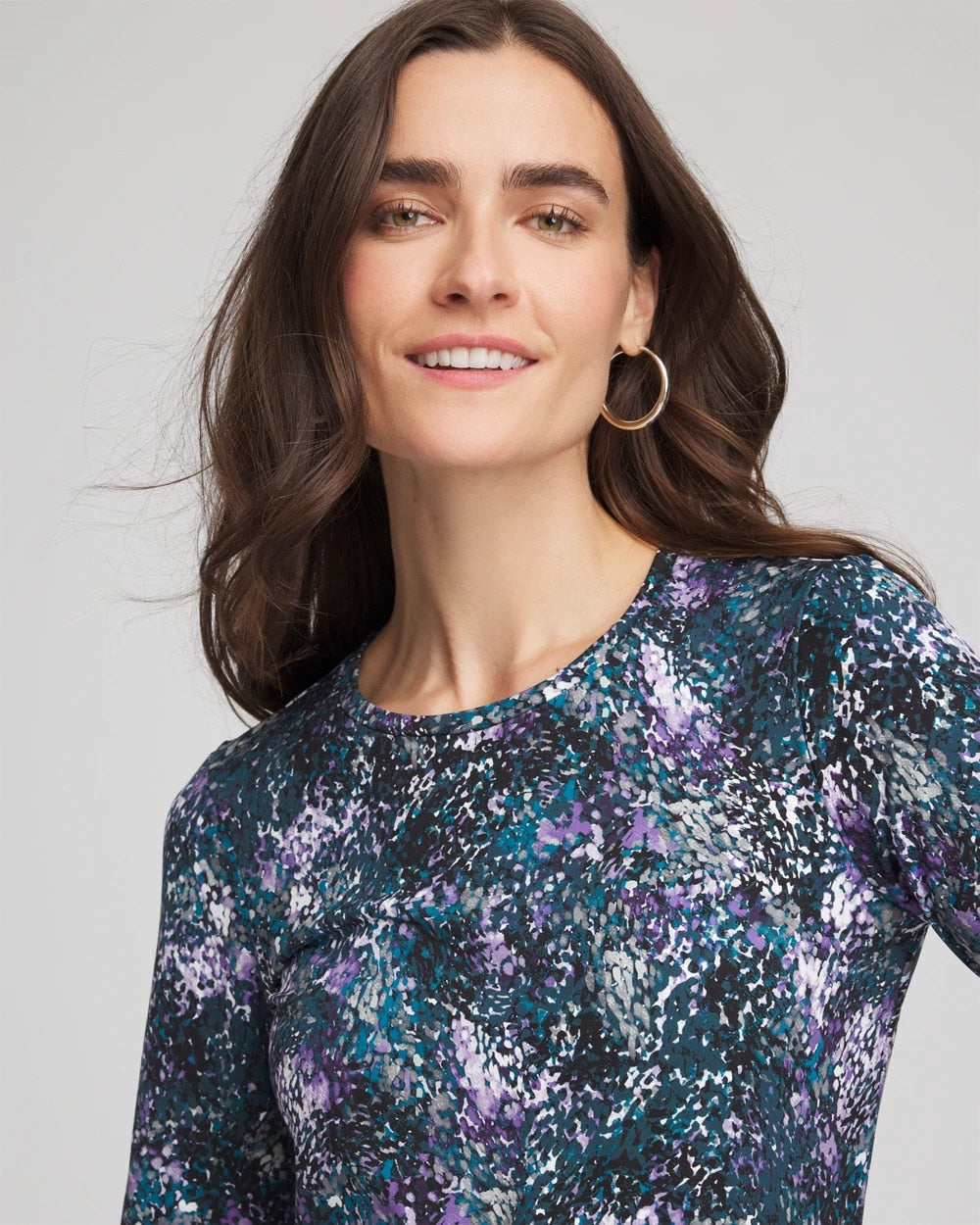 Chico's Zenergy® Soft Brushed Scattered Top TEAL SHADOW