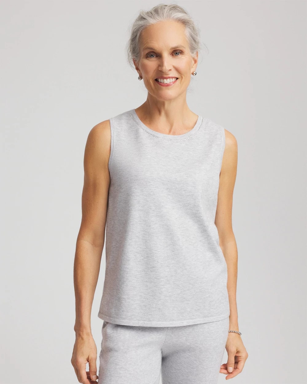 Chico's Zenergy® Luxe Diamante Tank FROSTED GRAY HEATHER