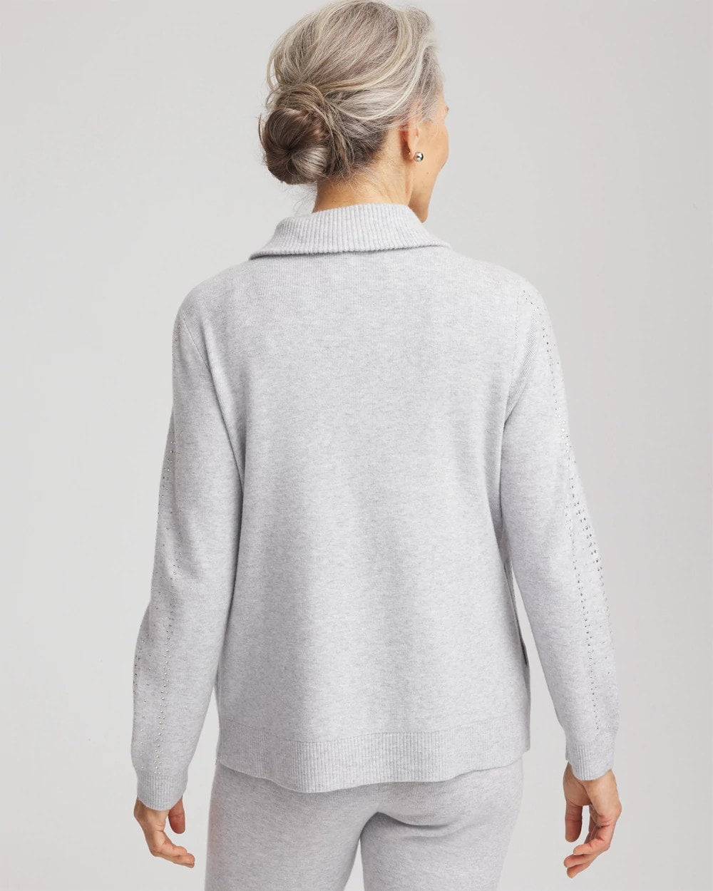 Chico's Zenergy® Luxe Diamante Zip Cardigan FROSTED GRAY HEATHER