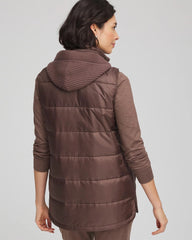 Chico's Zenergy® Quilted Hooded Vest WALNUT