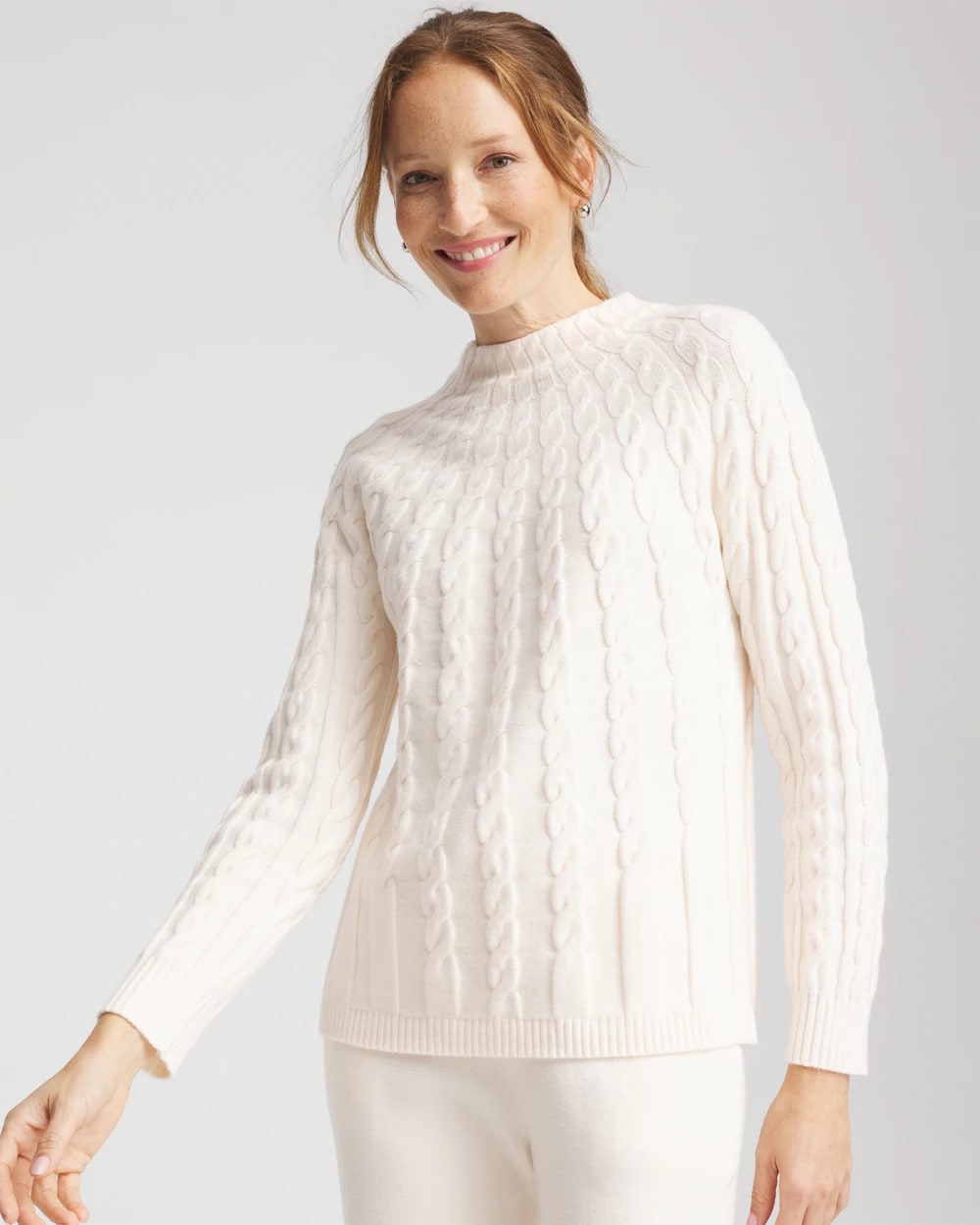 Chico's Zenergy® Luxe Cable Sweater ENGLISH CREAM
