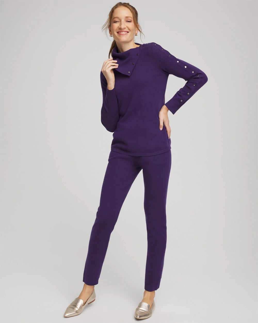 Chico's Zenergy® Luxe Envelope Neck Sweater PURPLE ELIXIR