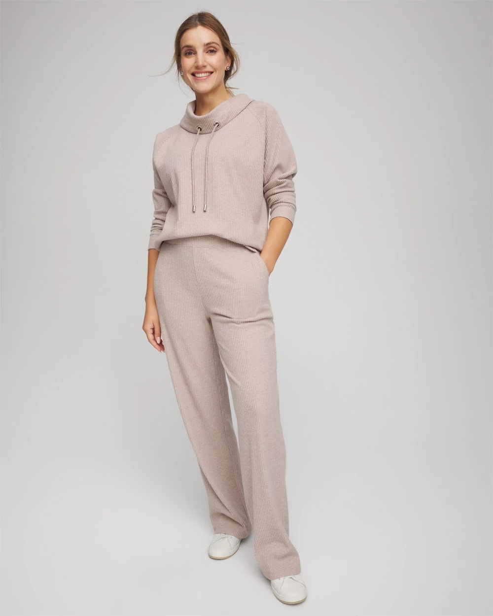 Chico's Zenergy® Brushed Ribbed Pants LIGHT TAUPE HEATHER