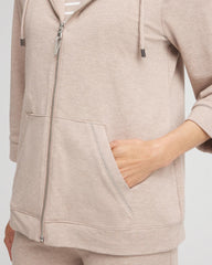 Chico's Zenergy® French Terry Full-Zip Jacket LIGHT TAUPE HEATHER