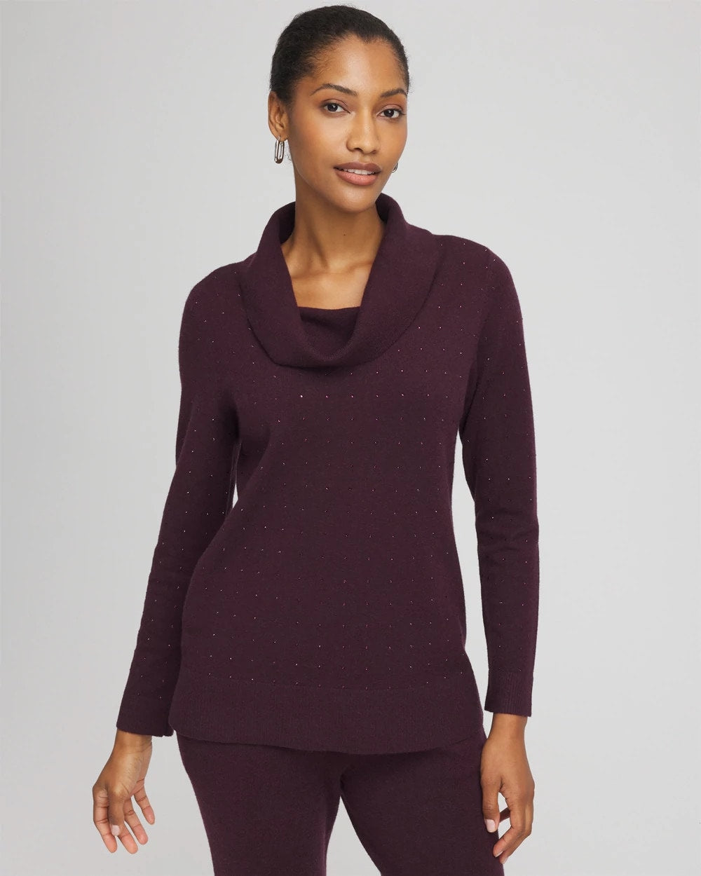 Chico's Zenergy® Luxe Diamante Cowlneck Tunic NIGHT BLOOM