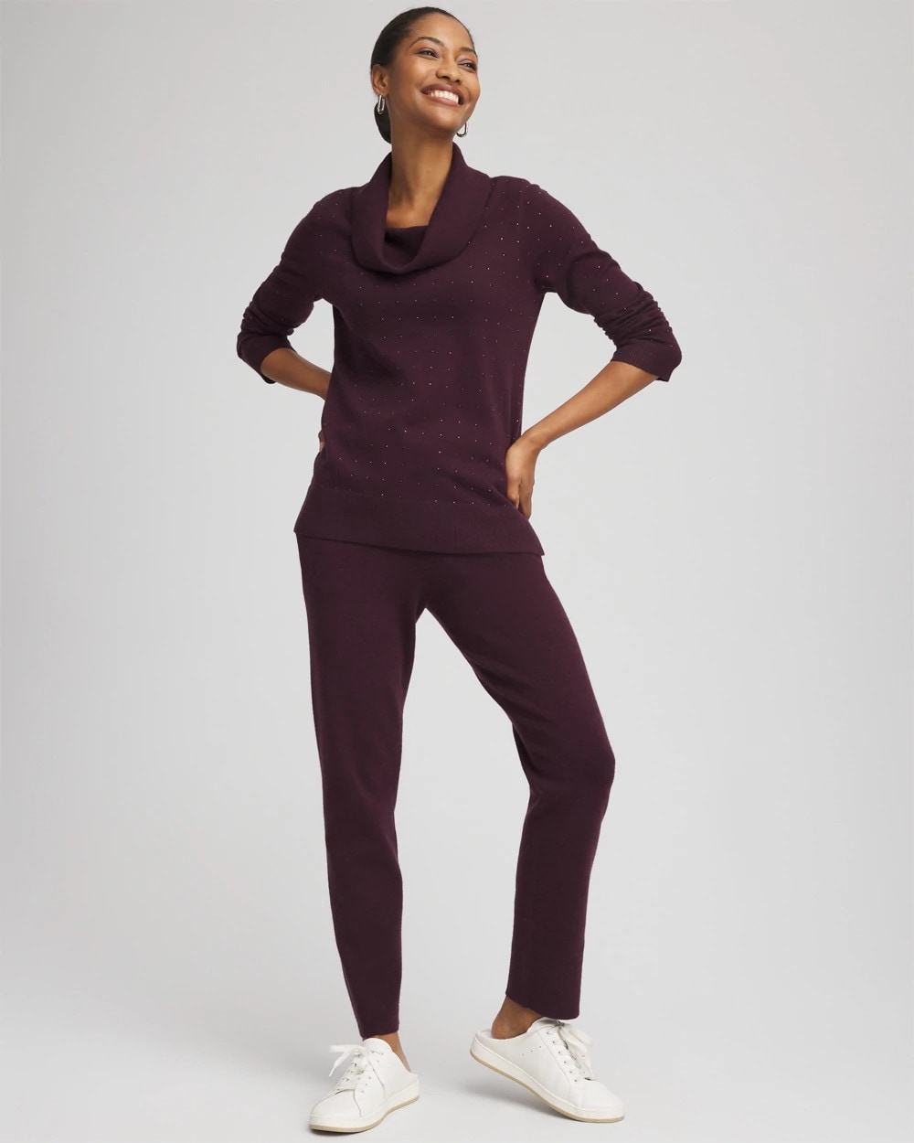 Chico's Zenergy® Luxe Diamante Cowlneck Tunic NIGHT BLOOM