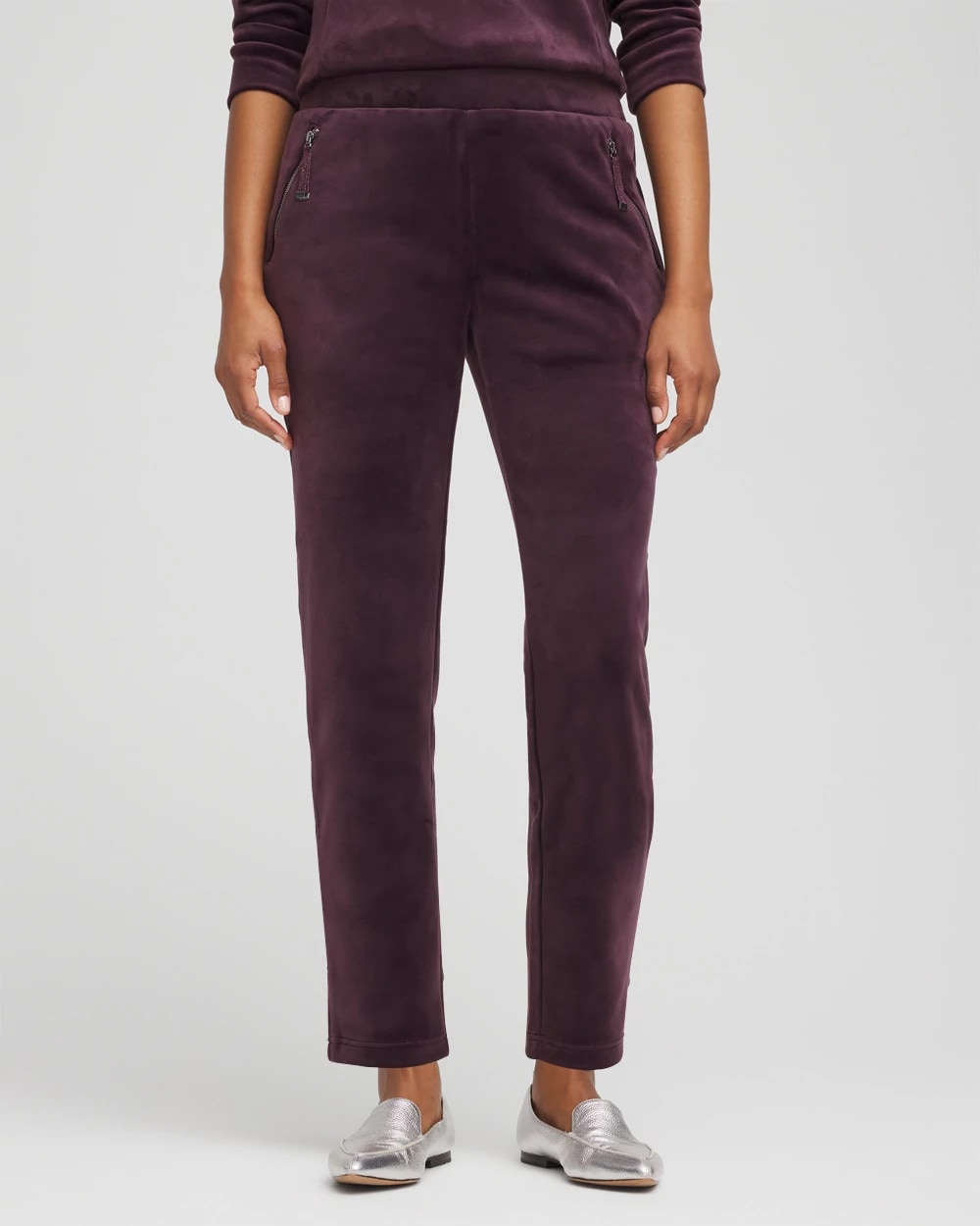 Chico's Zenergy® Velour Tapered Ankle Pants NIGHT BLOOM