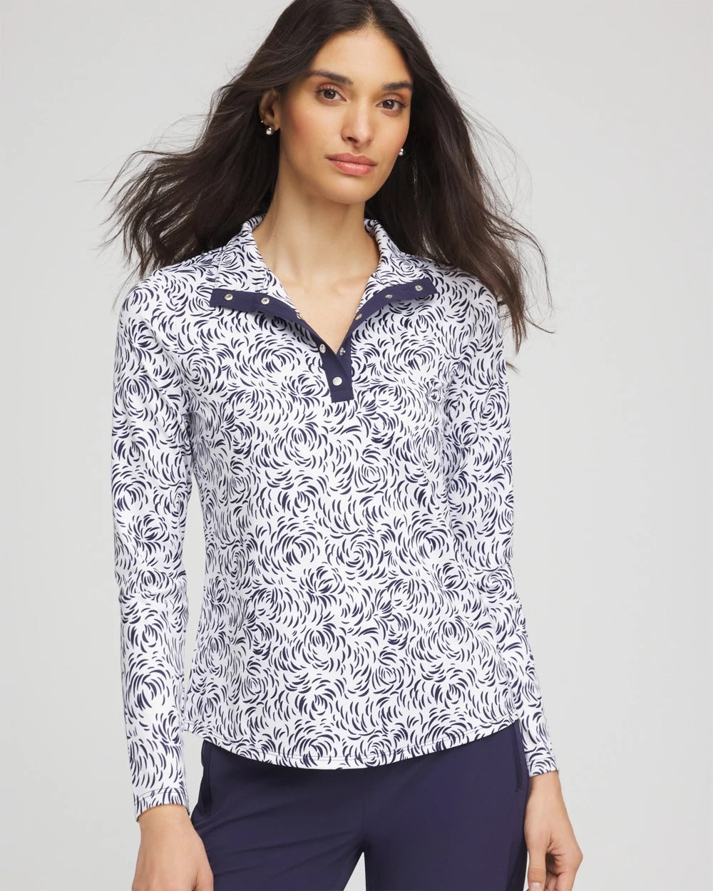 Chico's Zenergy® UPF Palma Pullover PASSPORT BLUE