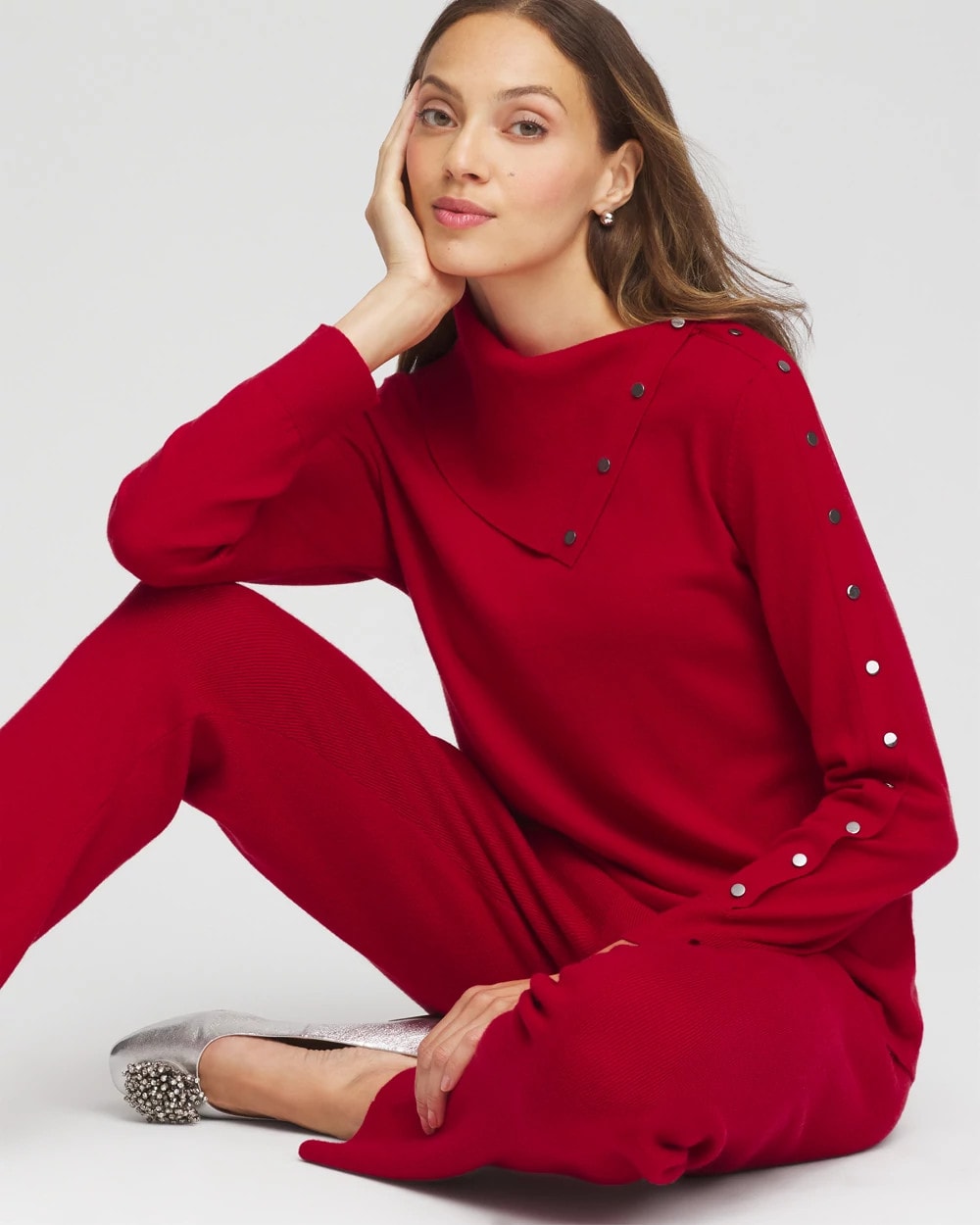 Chico's Zenergy® Luxe Envelope Neck Sweater CARMINE RED