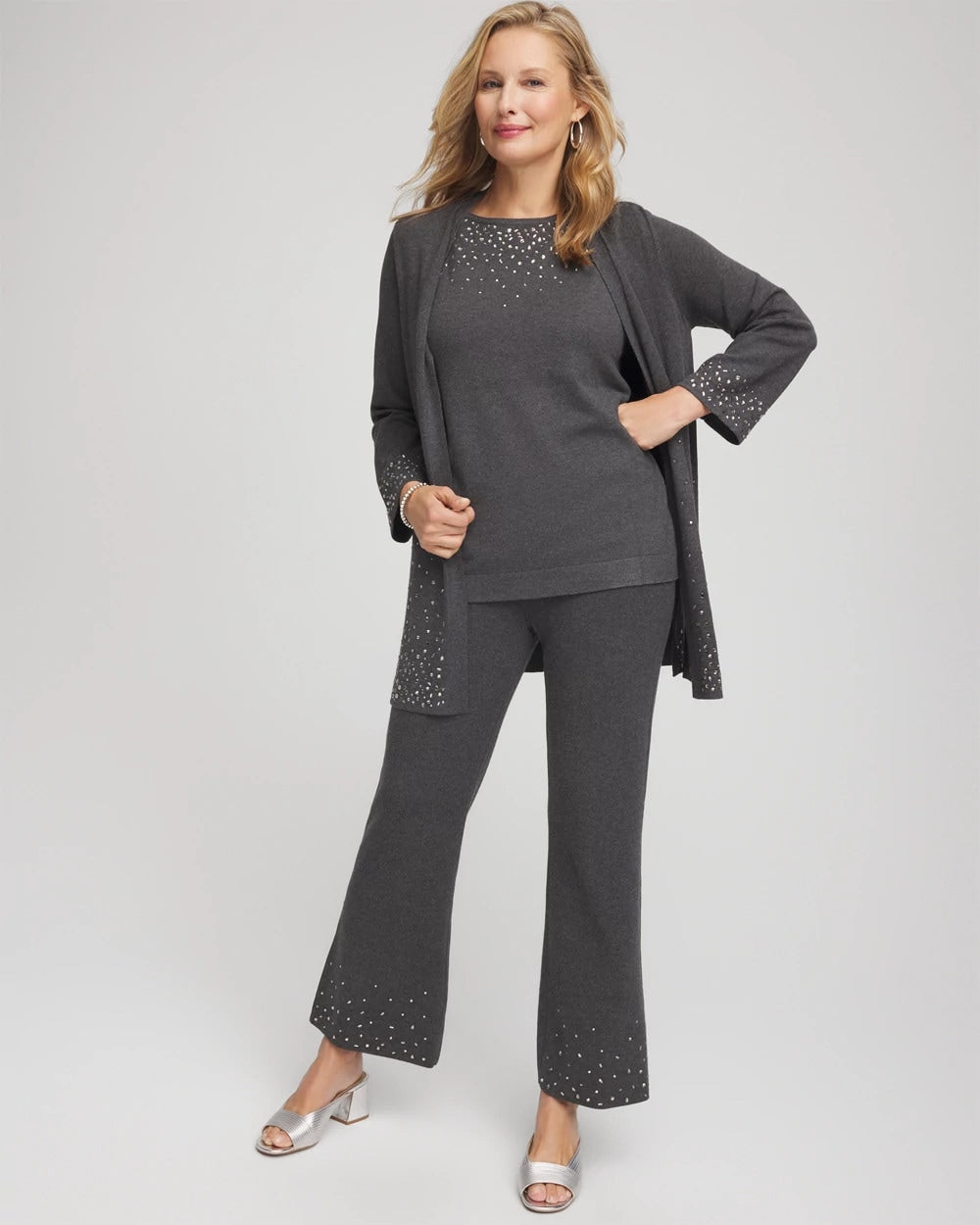 Chico's Travelers™ Rhinestone Tank GRAPHITE GRAY