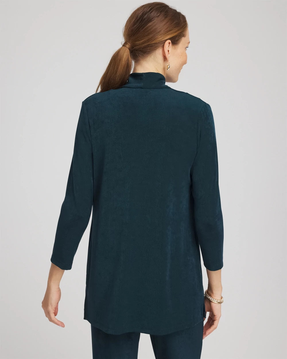 Chico's Travelers™ Long Knit Jacket TEAL SHADOW