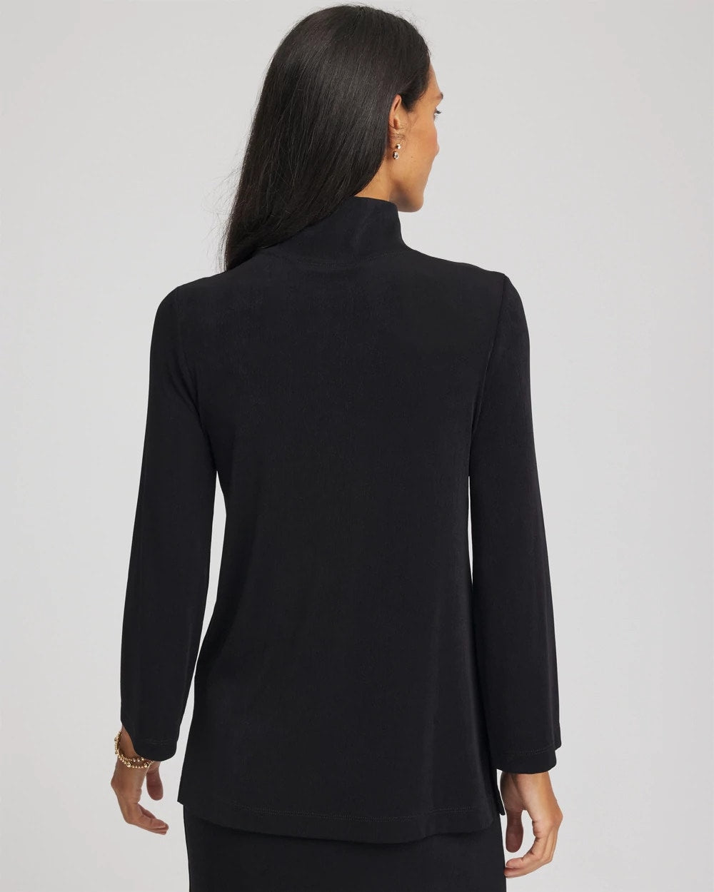 Chico's Travelers™ Button Mockneck Top TRAVELERS BLACK