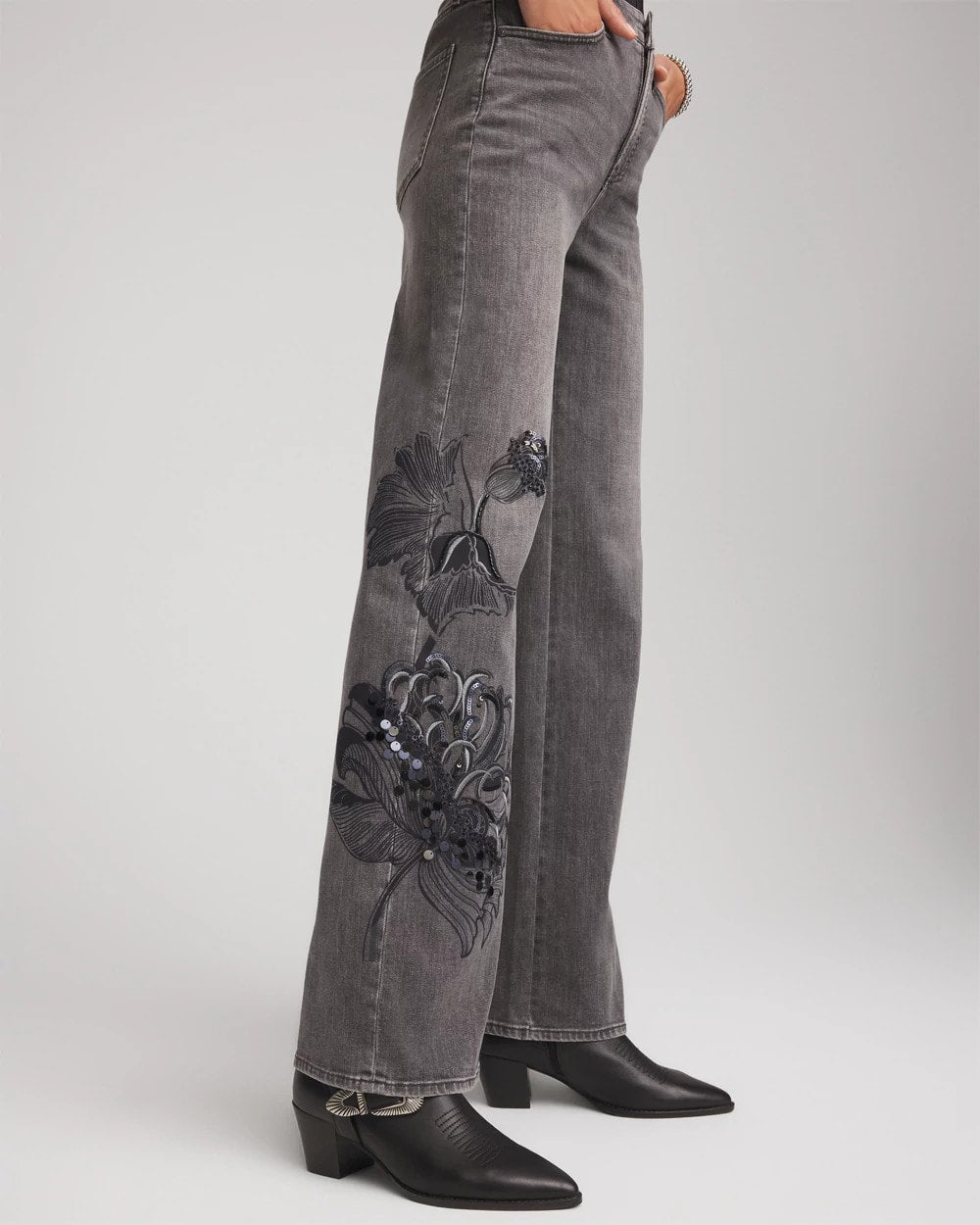 Chico's Printed High-Rise Wide-Leg Jean WICKLOW WASH