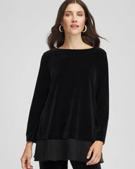 Chico's Travelers™ Chiffon Hem Velvet Tunic TRAVELERS BLACK