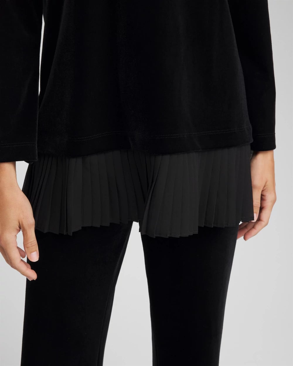 Chico's Travelers™ Chiffon Hem Velvet Tunic TRAVELERS BLACK