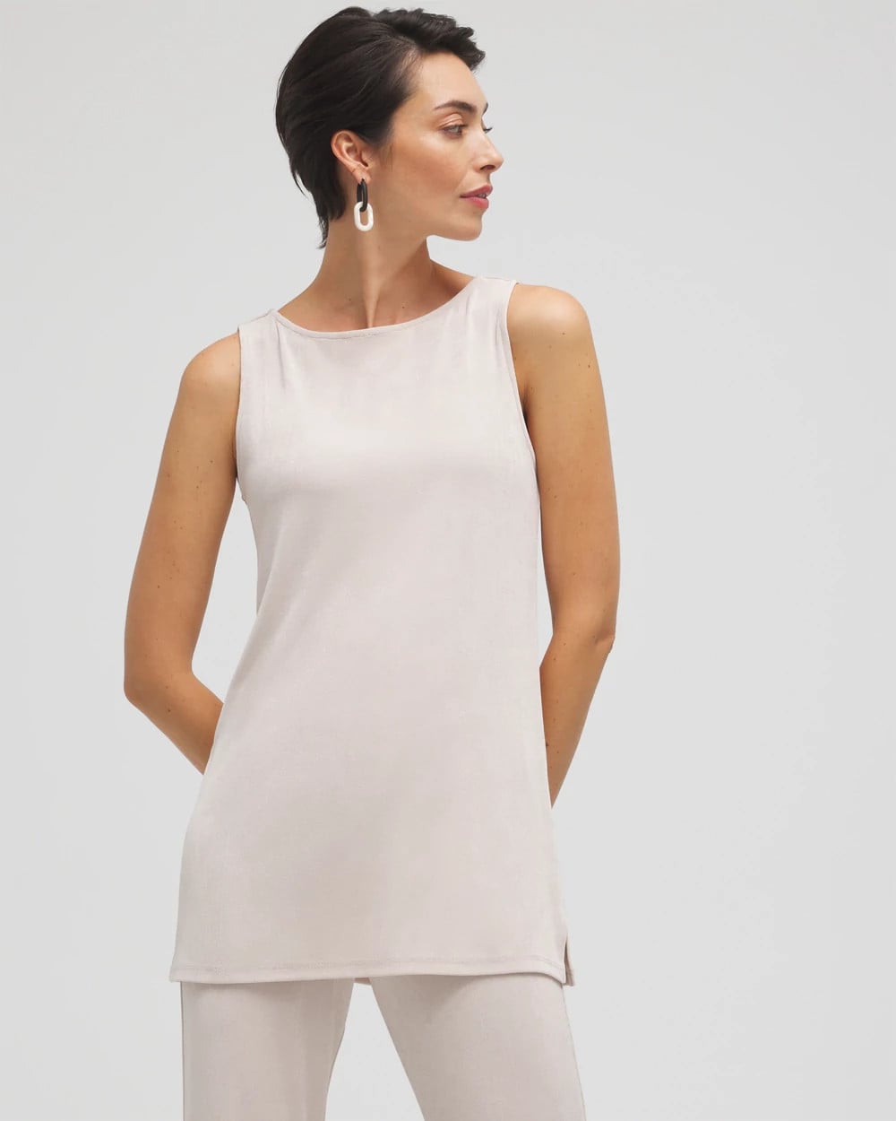 Chico's Travelers™ Classic Side-Slit Tank SMOKEY TAUPE