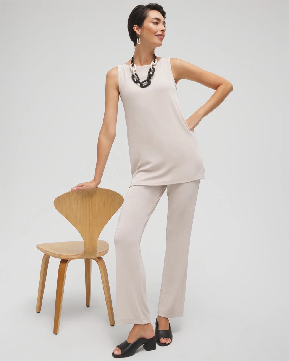 Chico's Travelers™ Classic Side-Slit Tank SMOKEY TAUPE