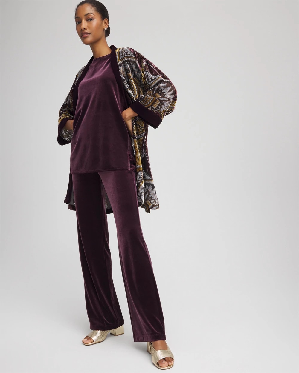 Chico's Travelers™ Velvet No Tummy Pants NIGHT BLOOM