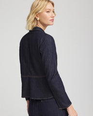 Chico's Denim Peplum Blazer CEDAR RINSE