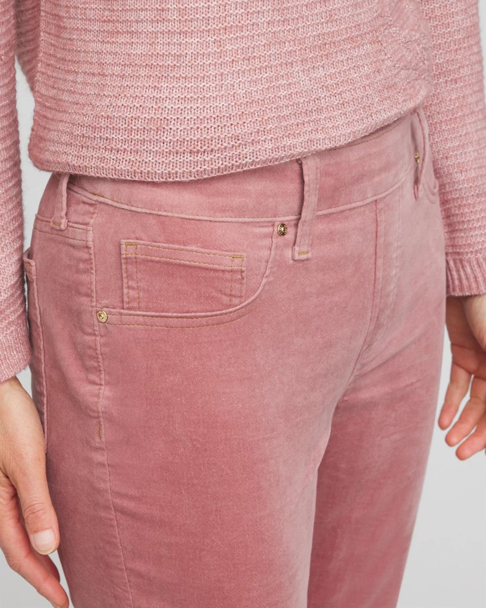 Chico's Velveteen Pull-On Flared Jeans DUSTY ROSE