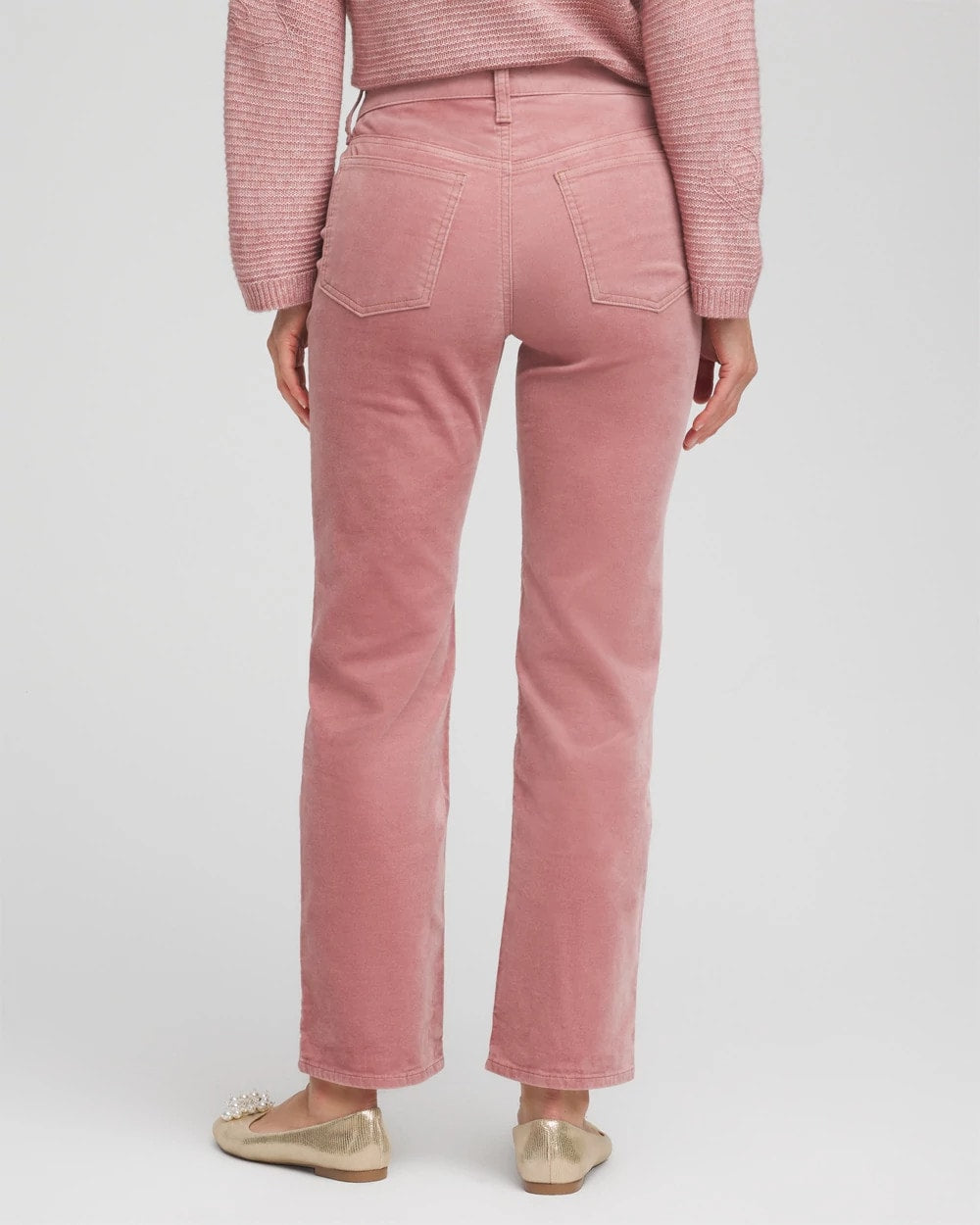 Chico's Velveteen Pull-On Flared Jeans DUSTY ROSE