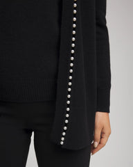 Chico's Cashmere Pearl-Trim Cardigan BLACK
