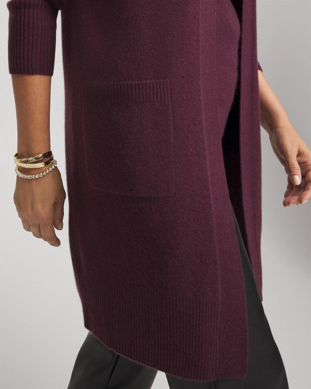 Chico's Cashmere Duster Cardigan WINE