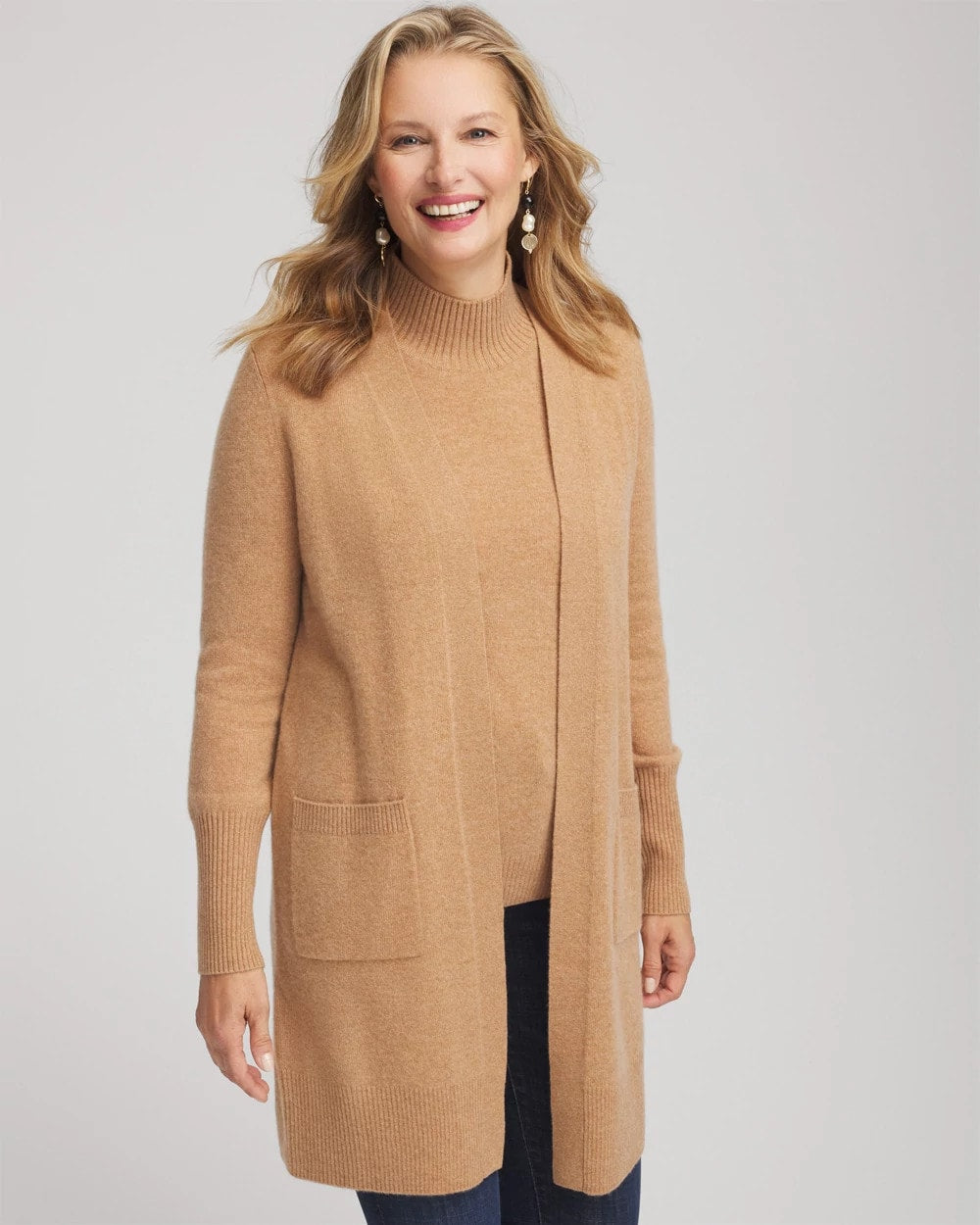 Chico's Cashmere Duster Cardigan CAMEL